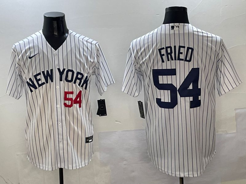 Men New York Yankees #54 Fried White Stripe Game Nike 2025 MLB Jersey style 12->new york yankees->MLB Jersey